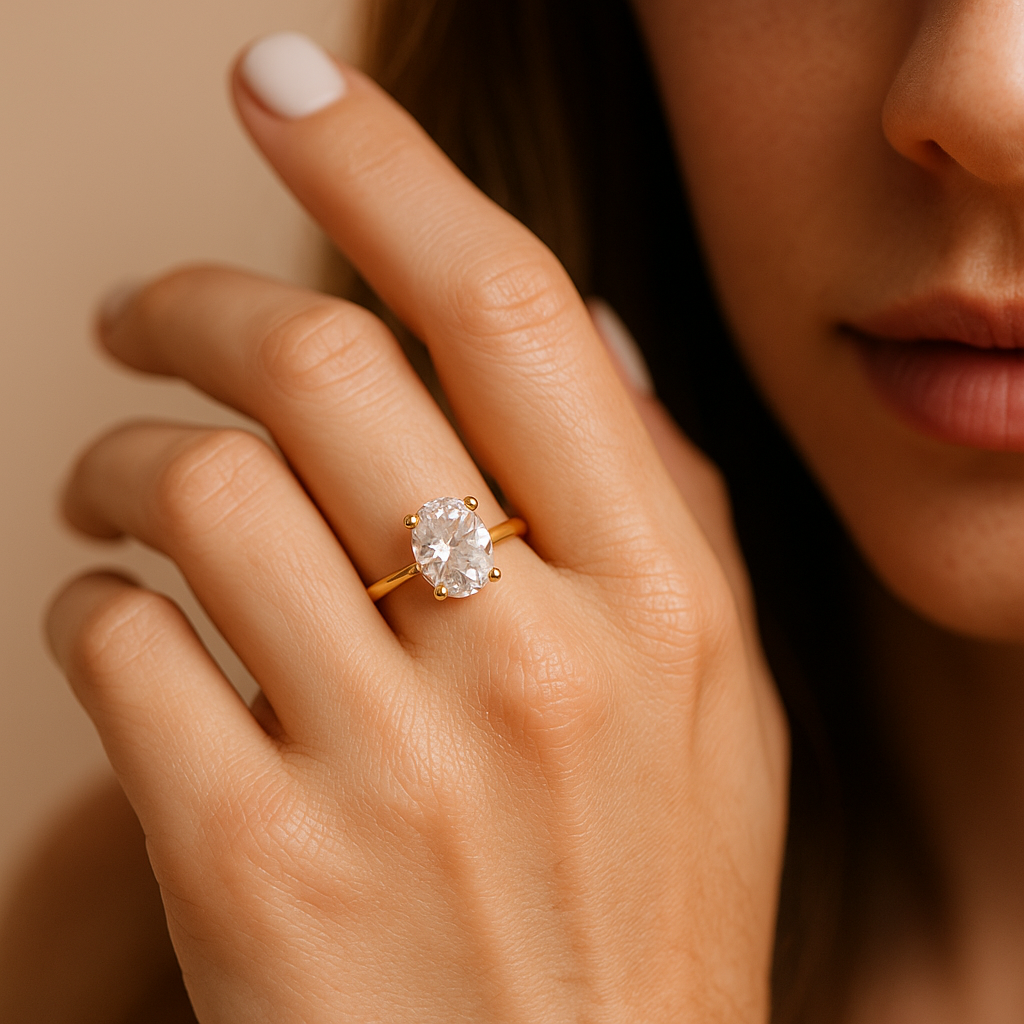 Gold Hailey Ring with Zirconia