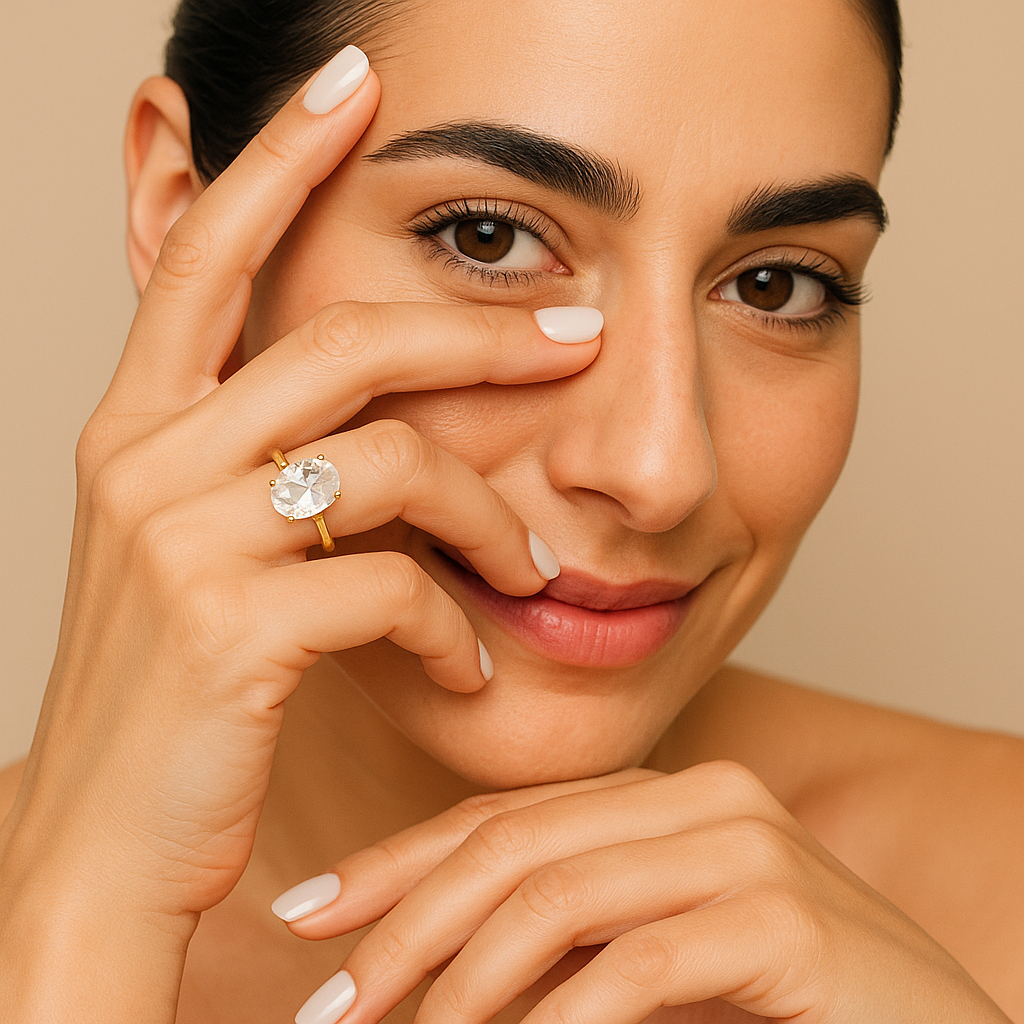 Gold Hailey Ring with Zirconia