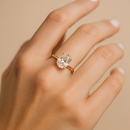 Gold Hailey Ring with Zirconia