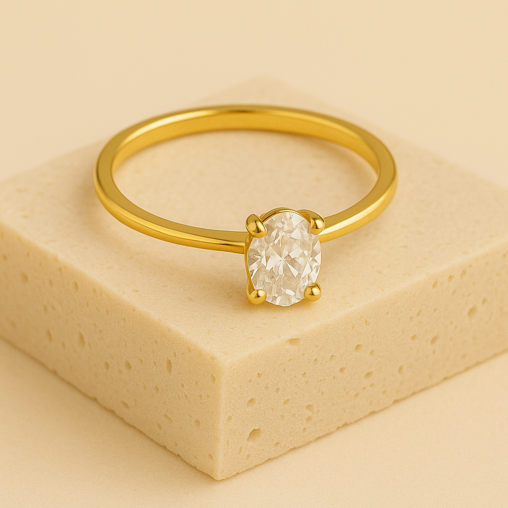 Gold Hailey Ring with Zirconia